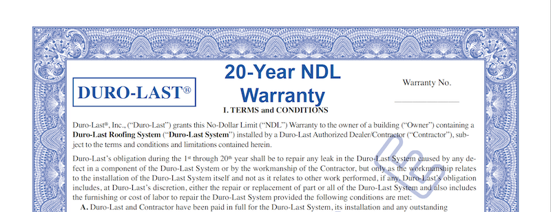 Duro-Last Roofing Warranty